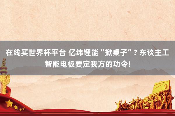 在线买世界杯平台 亿纬锂能“掀桌子”? 东谈主工智能电板要定我方的功令!