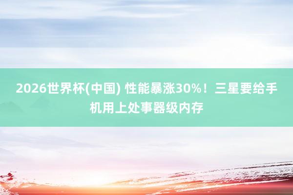 2026世界杯(中国) 性能暴涨30%!三星要给手机用上处事器级内存