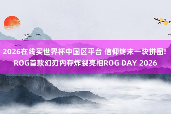 2026在线买世界杯中国区平台 信仰终末一块拼图! ROG首款幻刃内存炸裂亮相ROG DAY 2026