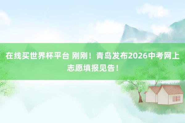 在线买世界杯平台 刚刚!青岛发布2026中考网上志愿填报见告!