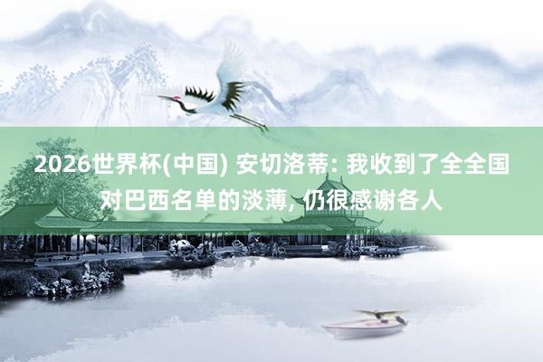2026世界杯(中国) 安切洛蒂: 我收到了全全国对巴西名单的淡薄, 仍很感谢各人