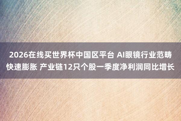 2026在线买世界杯中国区平台 AI眼镜行业范畴快速膨胀 产业链12只个股一季度净利润同比增长