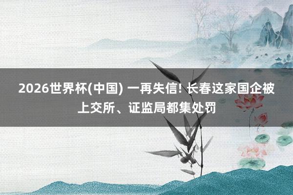 2026世界杯(中国) 一再失信! 长春这家国企被上交所、证监局都集处罚