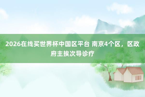 2026在线买世界杯中国区平台 南京4个区,区政府主挨次导诊疗
