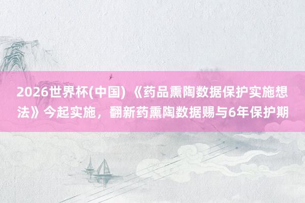 2026世界杯(中国) 《药品熏陶数据保护实施想法》今起实施,翻新药熏陶数据赐与6年保护期