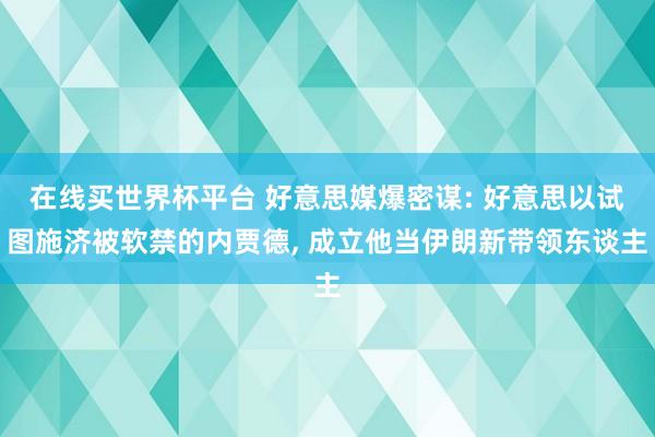 在线买世界杯平台 好意思媒爆密谋: 好意思以试图施济被软禁的内贾德, 成立他当伊朗新带领东谈主