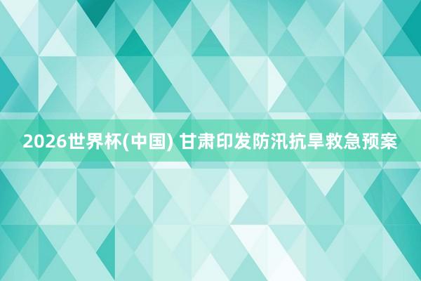 2026世界杯(中国) 甘肃印发防汛抗旱救急预案