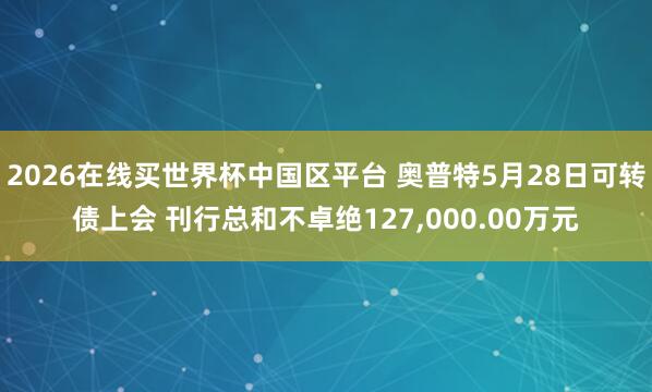 2026在线买世界杯中国区平台 奥普特5月28日可转债上会 刊行总和不卓绝127,000.00万元