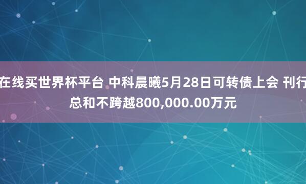 在线买世界杯平台 中科晨曦5月28日可转债上会 刊行总和不跨越800,000.00万元