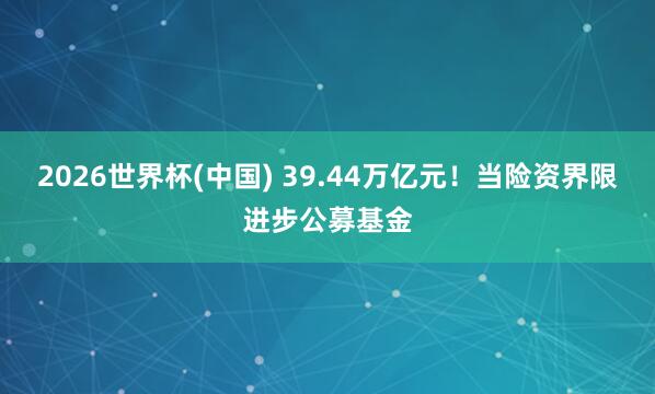 2026世界杯(中国) 39.44万亿元!当险资界限进步公募基金