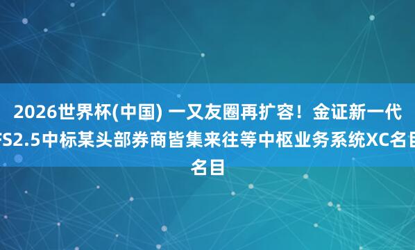 2026世界杯(中国) 一又友圈再扩容!金证新一代FS2.5中标某头部券商皆集来往等中枢业务系统XC名目