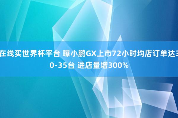在线买世界杯平台 曝小鹏GX上市72小时均店订单达30-35台 进店量增300%