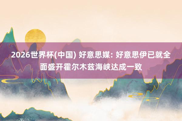 2026世界杯(中国) 好意思媒: 好意思伊已就全面盛开霍尔木兹海峡达成一致