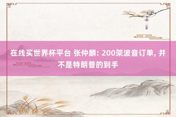 在线买世界杯平台 张仲麟: 200架波音订单, 并不是特朗普的到手