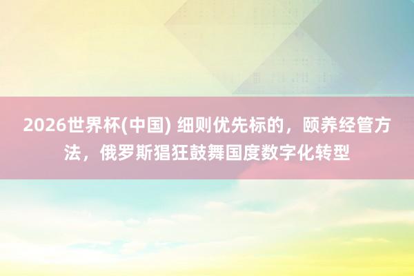 2026世界杯(中国) 细则优先标的,颐养经管方法,俄罗斯猖狂鼓舞国度数字化转型