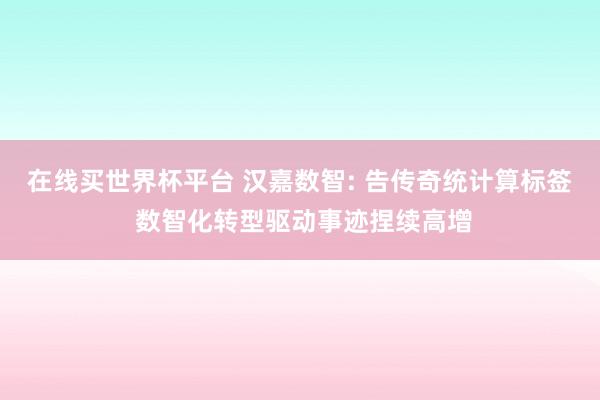在线买世界杯平台 汉嘉数智: 告传奇统计算标签 数智化转型驱动事迹捏续高增