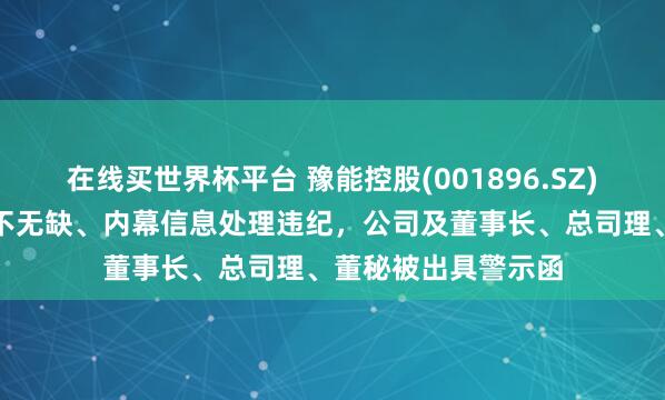 在线买世界杯平台 豫能控股(001896.SZ):因干系往复清楚不无缺、内幕信息处理违纪,公司及董事长、总司理、董秘被出具警示函