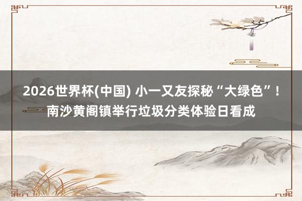 2026世界杯(中国) 小一又友探秘“大绿色”!南沙黄阁镇举行垃圾分类体验日看成