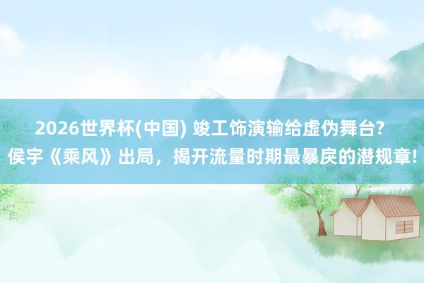 2026世界杯(中国) 竣工饰演输给虚伪舞台? 侯宇《乘风》出局,揭开流量时期最暴戾的潜规章!
