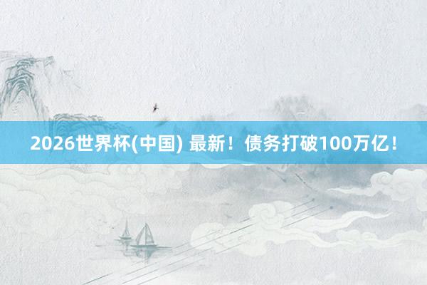 2026世界杯(中国) 最新!债务打破100万亿!