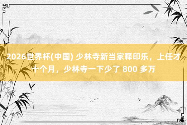 2026世界杯(中国) 少林寺新当家释印乐,上任才十个月,少林寺一下少了 800 多万