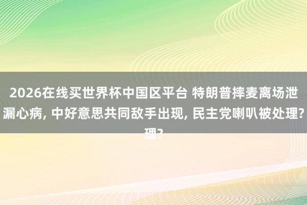 2026在线买世界杯中国区平台 特朗普摔麦离场泄漏心病, 中好意思共同敌手出现, 民主党喇叭被处理?