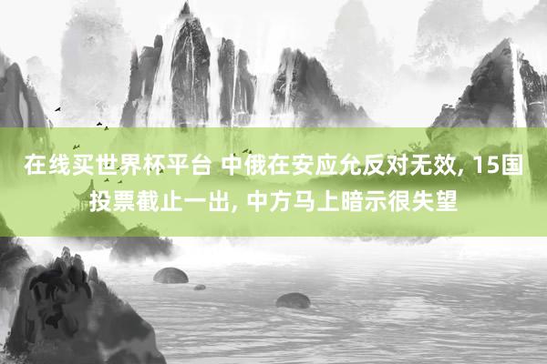 在线买世界杯平台 中俄在安应允反对无效， 15国投票截止一出， 中方马上暗示很失望