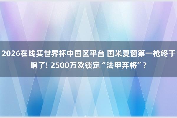 2026在线买世界杯中国区平台 国米夏窗第一枪终于响了! 2500万欧锁定“法甲弃将”?