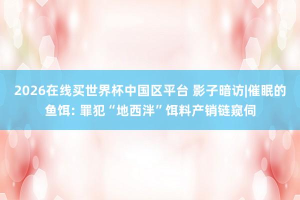 2026在线买世界杯中国区平台 影子暗访|催眠的鱼饵: 罪犯“地西泮”饵料产销链窥伺