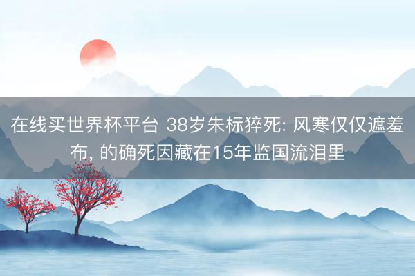 在线买世界杯平台 38岁朱标猝死: 风寒仅仅遮羞布, 的确死因藏在15年监国流泪里