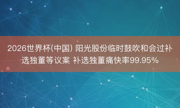 2026世界杯(中国) 阳光股份临时鼓吹和会过补选独董等议案 补选独董痛快率99.95%