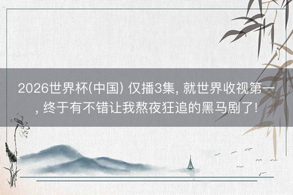 2026世界杯(中国) 仅播3集, 就世界收视第一, 终于有不错让我熬夜狂追的黑马剧了!
